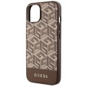 Etui Guess GCube Stripes MagSafe na iPhone 14 Plus - brązowe Guess