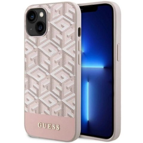 Etui Guess GCube Stripes MagSafe na iPhone 14 Plus - różowe Guess