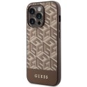 Etui Guess GCube Stripes MagSafe na iPhone 14 Pro Max - brązowe Guess