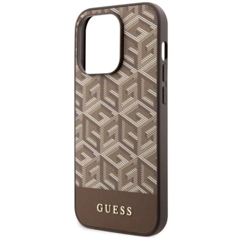 Etui Guess GCube Stripes MagSafe na iPhone 14 Pro Max - brązowe Guess