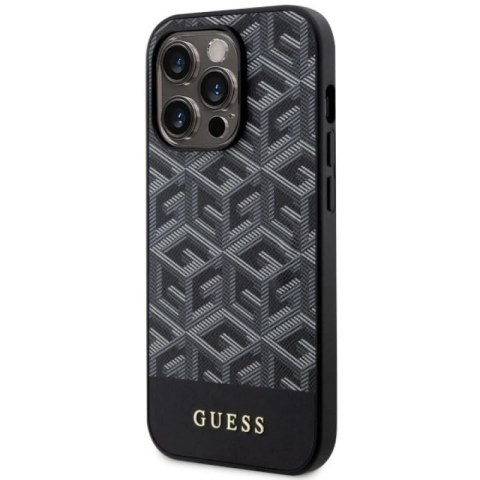 Etui Guess GCube Stripes MagSafe na iPhone 14 Pro Max - czarne Guess