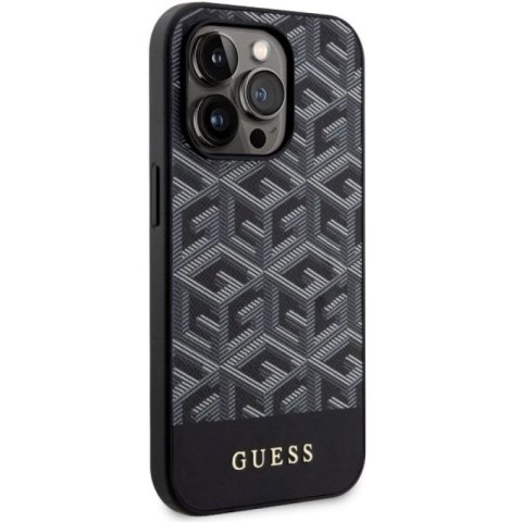 Etui Guess GCube Stripes MagSafe na iPhone 14 Pro Max - czarne Guess