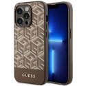Etui Guess GCube Stripes MagSafe na iPhone 14 Pro - brązowe Guess