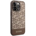 Etui Guess GCube Stripes MagSafe na iPhone 14 Pro - brązowe Guess