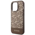 Etui Guess GCube Stripes MagSafe na iPhone 14 Pro - brązowe Guess