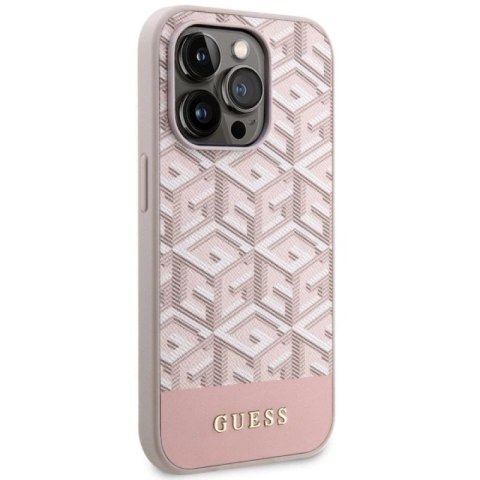 Etui Guess GCube Stripes MagSafe na iPhone 14 Pro - różowe Guess