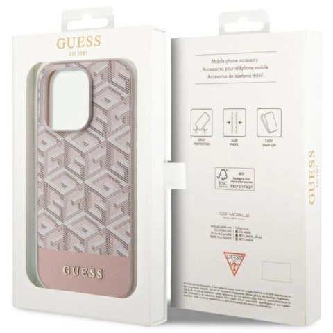 Etui Guess GCube Stripes MagSafe na iPhone 14 Pro - różowe Guess