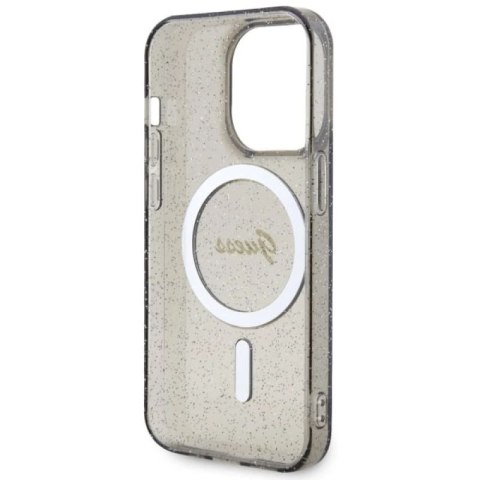 Etui Guess Glitter Gold MagSafe na iPhone 14 Pro Max - czarne Guess
