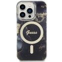 Etui Guess Golden Marble MagSafe na iPhone 14 Pro Max - czarne Guess