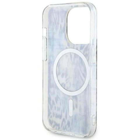 Etui Guess Leopard MagSafe na iPhone 14 Pro Max - niebieskie Guess