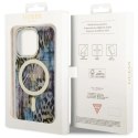 Etui Guess Leopard MagSafe na iPhone 14 Pro Max - niebieskie Guess