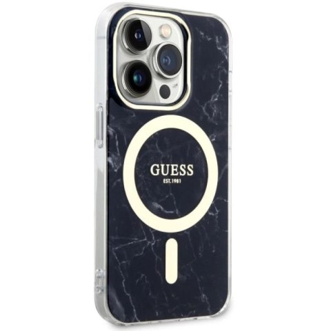 Etui Guess Marble MagSafe na iPhone 14 Pro Max - czarne Guess