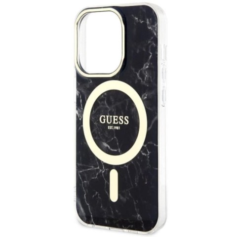 Etui Guess Marble MagSafe na iPhone 14 Pro Max - czarne Guess