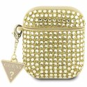 Etui Guess Rhinestone Triangle Charm na AirPods 1/2 - złote Guess
