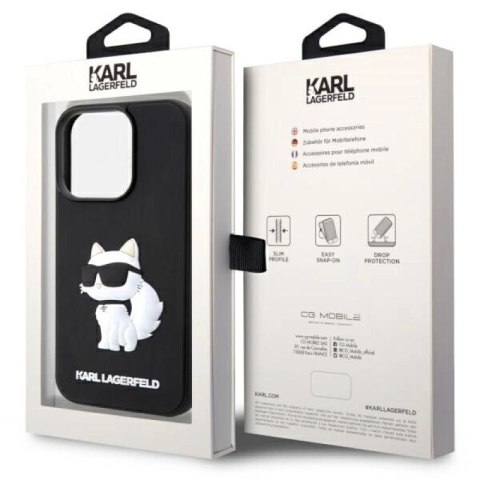 Etui Karl Lagerfeld Rubber Choupette 3D na iPhone 14 Pro - czarne Karl Lagerfeld