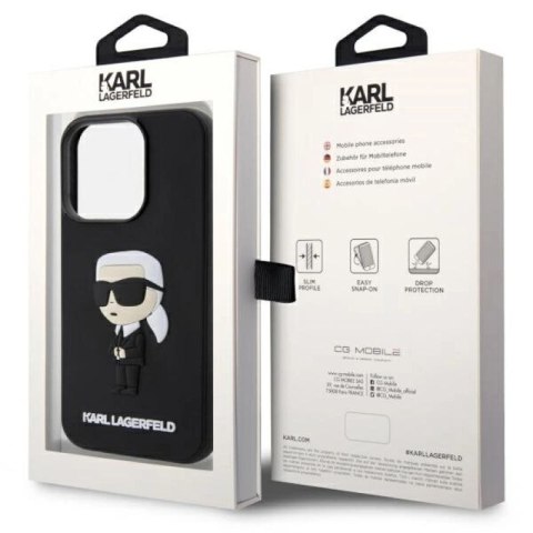 Etui Karl Lagerfeld Rubber Ikonik 3D na iPhone 14 Pro - czarne Karl Lagerfeld