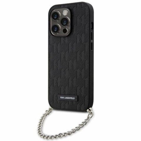 Etui Karl Lagerfeld Saffiano Monogram Chain na iPhone 14 Pro - czarne Karl Lagerfeld