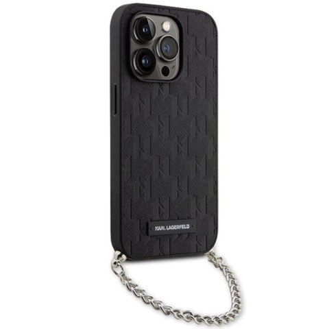 Etui Karl Lagerfeld Saffiano Monogram Chain na iPhone 14 Pro - czarne Karl Lagerfeld