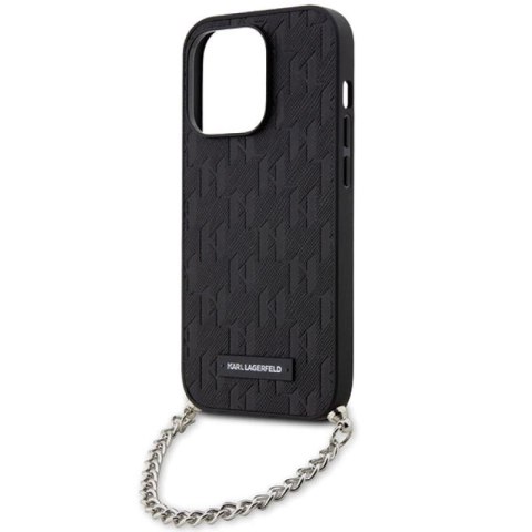 Etui Karl Lagerfeld Saffiano Monogram Chain na iPhone 14 Pro - czarne Karl Lagerfeld