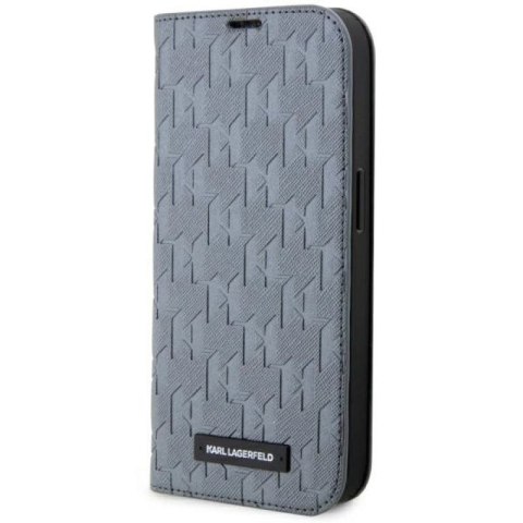 Etui Karl Lagerfeld Saffiano Monogram na iPhone 14 Pro - srebrne Karl Lagerfeld
