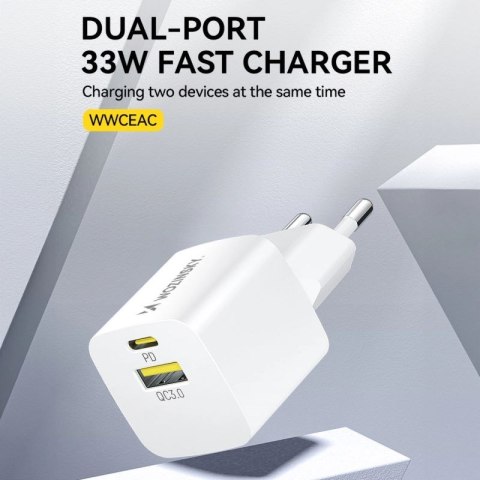 Ładowarka sieciowa Wozinsky WWCEAC GaN USB-A USB-C 33W - biała Wozinsky