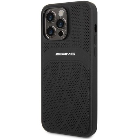 Etui AMG Leather Curved Lines MagSafe na iPhone 14 Pro Max - czarne Mercedes