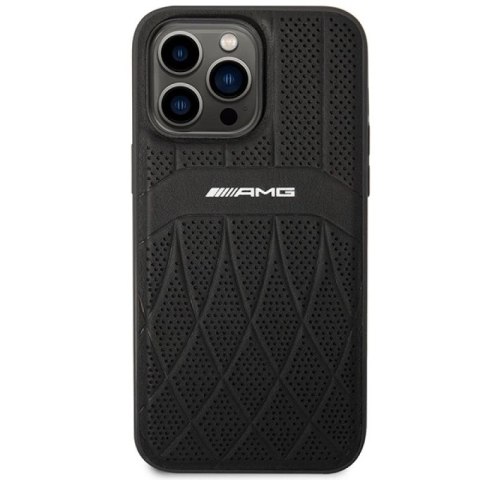 Etui AMG Leather Curved Lines MagSafe na iPhone 14 Pro Max - czarne Mercedes