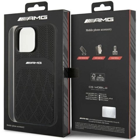 Etui AMG Leather Curved Lines MagSafe na iPhone 14 Pro Max - czarne Mercedes