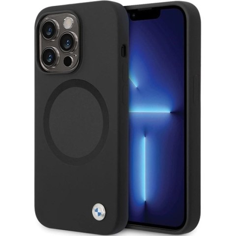 Etui BMW Signature Liquid Silicone MagSafe na iPhone 14 Pro - czarne BMW
