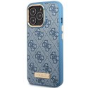 Etui Guess 4G Logo Plate MagSafe na iPhone 14 Pro - niebieskie Guess