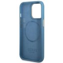 Etui Guess 4G Logo Plate MagSafe na iPhone 14 Pro - niebieskie Guess