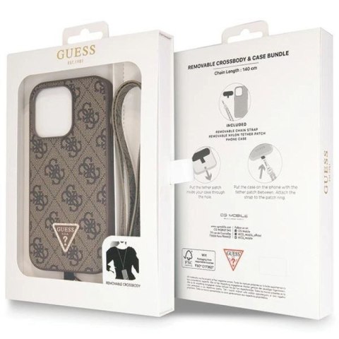 Etui Guess Crossbody 4G Metal Logo na iPhone 14 Pro - brązowe Guess