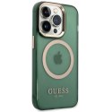Etui Guess Gold Outline Translucent MagSafe na iPhone 14 Pro Max - zielone Guess