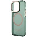 Etui Guess Gold Outline Translucent MagSafe na iPhone 14 Pro Max - zielone Guess