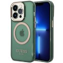 Etui Guess Gold Outline Translucent MagSafe na iPhone 14 Pro - zielone Guess