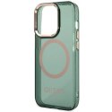 Etui Guess Gold Outline Translucent MagSafe na iPhone 14 Pro - zielone Guess