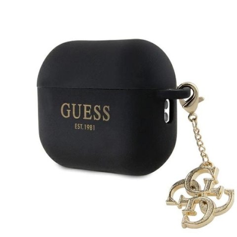 Etui Guess Liquid Silicone Glitter Triangle Charm na AirPods Pro 2 - czarne Guess