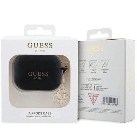 Etui Guess Liquid Silicone Glitter Triangle Charm na AirPods Pro 2 - czarne Guess