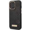 Etui Guess Peony Logo Plate MagSafe na iPhone 14 Pro - czarne Guess