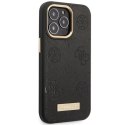 Etui Guess Peony Logo Plate MagSafe na iPhone 14 Pro - czarne Guess