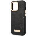 Etui Guess Peony Logo Plate MagSafe na iPhone 14 Pro - czarne Guess