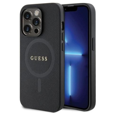 Etui Guess Saffiano MagSafe na iPhone 14 Pro - czarne Guess