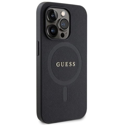 Etui Guess Saffiano MagSafe na iPhone 14 Pro - czarne Guess