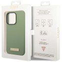 Etui Guess Silicone Logo Plate MagSafe na iPhone 14 Pro Max - zielone Guess