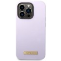 Etui Guess Silicone Logo Plate MagSafe na iPhone 14 Pro - fioletowe Guess