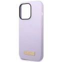 Etui Guess Silicone Logo Plate MagSafe na iPhone 14 Pro - fioletowe Guess