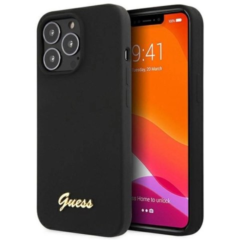 Etui Guess Silicone Script Gold Logo na iPhone 13 Pro Max - czarne Guess