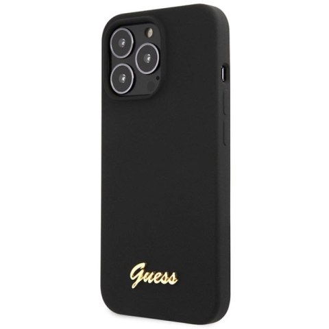 Etui Guess Silicone Script Gold Logo na iPhone 13 Pro Max - czarne Guess