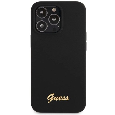 Etui Guess Silicone Script Gold Logo na iPhone 13 Pro Max - czarne Guess