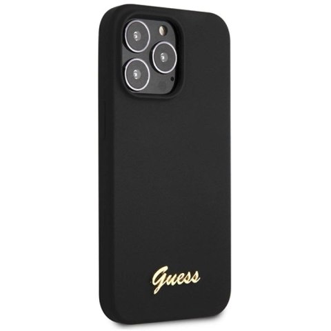 Etui Guess Silicone Script Gold Logo na iPhone 13 Pro Max - czarne Guess